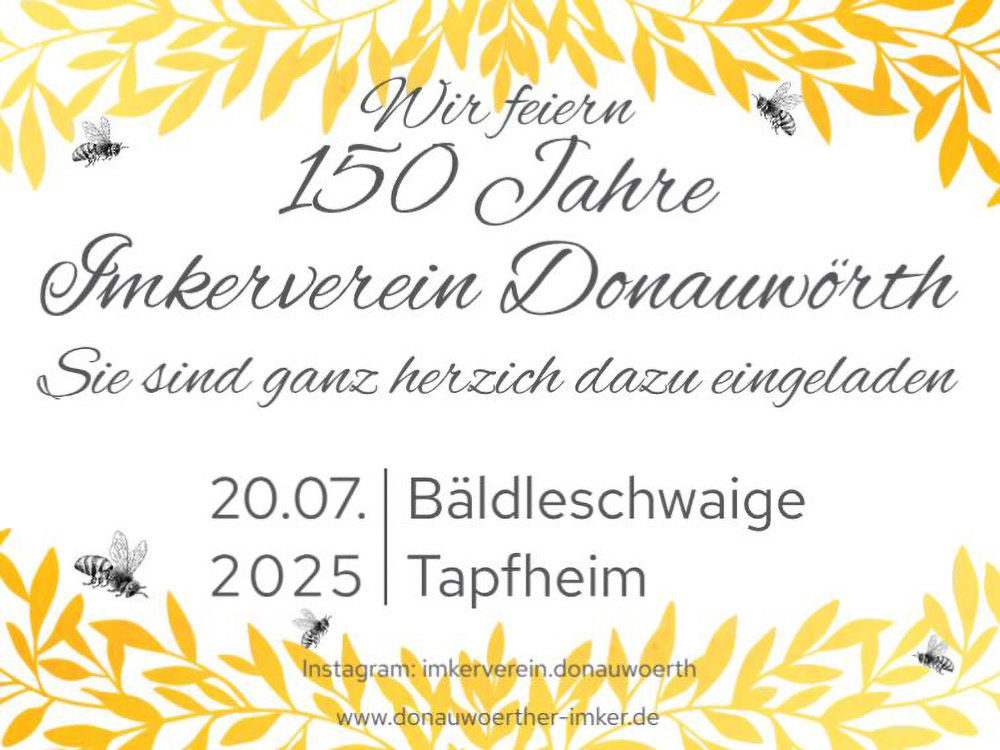 Einladung 150 Jahre Imkerverein Donauwörth